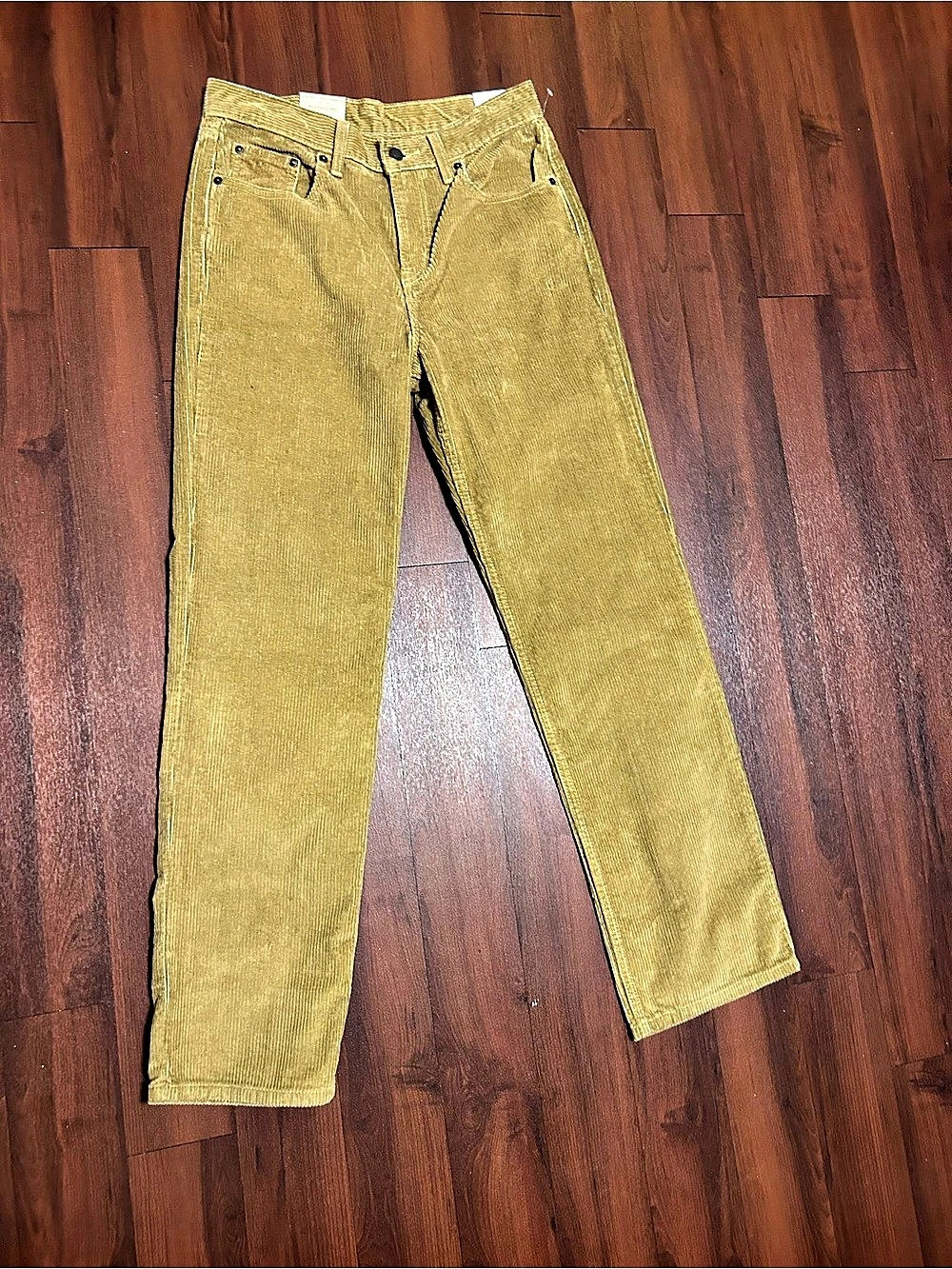 Levi’s Low Pro Corduroy Pants 28x30 Mustard Olive Straight Leg NWT